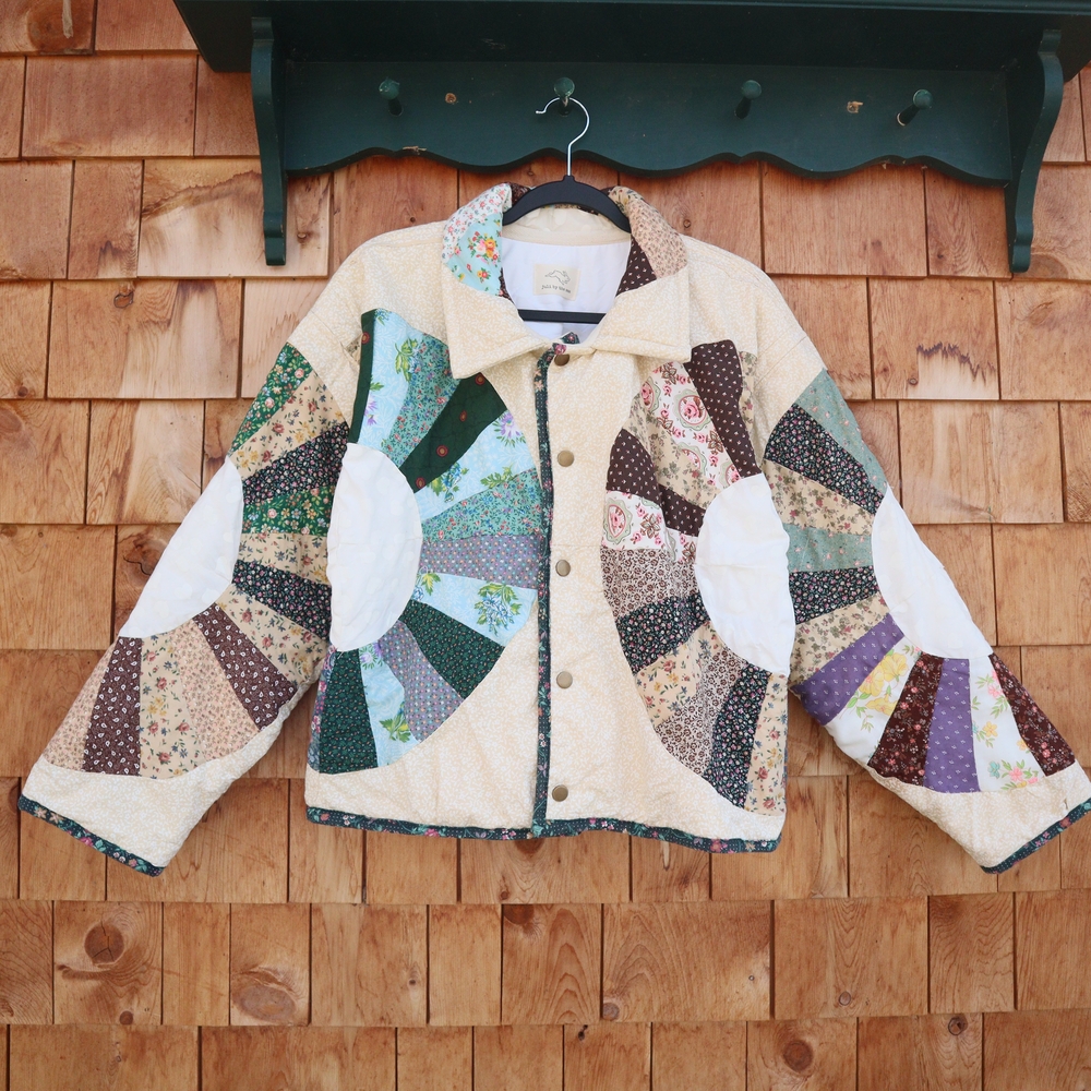 Upcycled Patchwork Quilted Jacket Handmade Vintage Quilt S M L - Picture 1 of 13